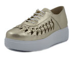 EXTON Scarpe Donna Stringate Francesine Sneaker 40 Pelle Oro Suola Platform