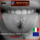 Piercing Lingua Acciaio Chirurgico Dito Medio Argentato 316L Punk Anallergico