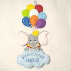 Fiocco nascita fatto a mano elefantino Dumbo Disney palloncini ricamo nome
