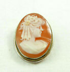 SPILLA CIONDOLO CAMEO ANNI 60 - 70 ARGENTO 800