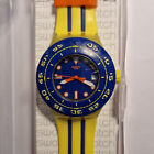 Orologio Swatch Scuba Diver PLAYERO SUUJ400 Giallo Blu Quarzo Funzionante