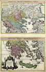 Grecia Originale Incisione Cartina Geografica Weigel 1722