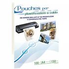 POUCHES A4 21x30 cm 250 MICRON FOGLI LUCIDI FILM PLASTIFICATRICE A CALDO 100 FG