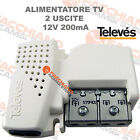 ALIMENTATORE PER ANTENNA AMPLIFICATORE TV DIGITALE TERRESTRE 2 USCITE 12V 200mA