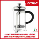 CAFFETTIERA TEIERA INFUSIERA A PISTONE STANTUFFO IN VETRO BOROSILICATO 350ml