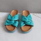 QVC Adesso Belle Twisted Leather Footbed Sandal UK 4EU 37  In Turquoise NEW.