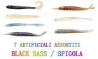 Kit 7 Esche Artificiali Gomma Pesca Spinning Black Bass Spigola Persico Trota