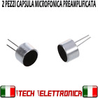 2 Pezzi Capsula Microfonica a condensatore preamplificata 9.7*6,5mm 2Pin