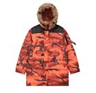 Alpha Industries Orange Camo N3-B Parka Puffer RRP£400 Size Small Fur