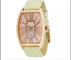 NEW Bronzo Italia Roman Tortue Shaped Dial Watch Cream Leather Strap Italy QVC