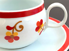 Retro Floral Block Coffee Cup & Saucer Set Vista Alegre Paprika Portugal Vintage