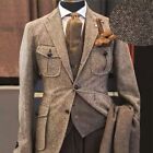 Giacca da uomo in tweed a spina di pesce business ballo matrimonio abito da s...