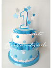 Torta scenografica primo compleanno azzurro battesimo gomma eva fommy stelle
