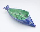 Handmade Pottery Fish Trinket Dish ITALY Hand Painted Blue Green