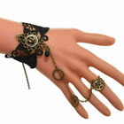 Vintage Steampunk Gear Chain Bracelet Victorian Wristband With Finger Ring