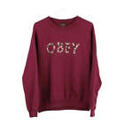 Obey Spellout Sweatshirt - Medium Burgundy Cotton Blend