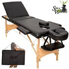 Lettino Massaggi Portatile in Legno 3 Zone Fisioterapia Estetista Zona SPA Nero