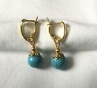 Gold Plated Turquoise Sphere Earrings. Leverback.   uk