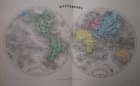 CARTE MAPPEMONDE c1880 World Map