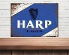 Harp Irish lager metal Beer Sign, Mancave, Beer Hut, Home bar, garage bar