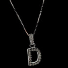 Collana lettera D donna uomo in argento 925 e pietre brillanti zirconi puntiluce