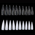 10/50/100Pcs Long Sharp Nail Art Acrylic Gel False Tips - White Clear Natural