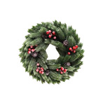 Ghirlanda natalizia rotonda innevata con Bacche Rosse ecologica in PVC  Ø 40 cm