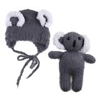 2pcs Newborn Infant Knitted Hat with Animal Koala for Toy Photo Prop