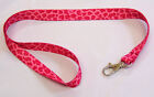 Pink Leopard printed neck strap lanyards for ID keys etc UK made. Free UK post.