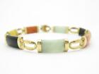 14k Oro Giallo Giada Verde Onice Nera Corallo Rosso Cinese Pietra Bracciale Gift