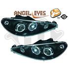 Coppia fari fanali anteriori TUNING 206 (98-06) neri anelli ANGEL EYES H1+H1