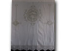 Tenda in Puro Lino con ricamo ad Uncinetto ed Intaglio a Mano Beige cm 210x300cm