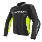 Giubbotto Pelle Dainese Racing 3 Jacket Nero/Nero/Giallo Fluo