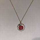 Red Apple Shaped Pendant Necklace with Rhinestones