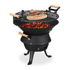 Grill barbecue a carbonella in legno bbq da giardino grill a carbone nero