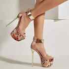 Sandali 16.5 cm Tacco Plateau Platform Beige Oro Pole Dance Lacci 84055