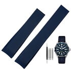 Cinturino orologio silicone per Tag Heuer Aquaracer 300 500 WAY201 nero blu 22mm