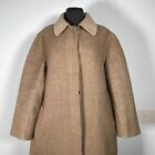 Cappotto Vintage Stile Loden Morbido da Donna Beige in Lana Monopetto Taglia 42