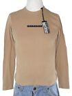 Sisley Maglia T-shirt Maglietta Uomo Medium Beige Manica Lunga Cotone Girocollo