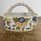 Italy Pottery Basket Hand Painted Porcelain Italian Vintage Floral