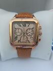 Bronzo Italia Round Chronograph Dial Leather Strap Watch New Box QVC Chrono