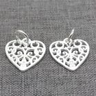 5pcs of 925 Sterling Silver Filigree Love Heart Charms for Bracelet Necklace