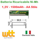 Batteria Ricaricabile NI-MH Stilo AA 1,2V 1500mAh 50,5x14,5mm a saldare