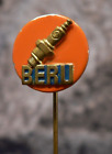 BERU, Zünd- und Glühkerzen, figürliche orangene Anstecknadel, BERU Ludwigsburg