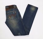 Met jeans donna slim strappi w27 tg 41 vita bassa blu usato straight T2606