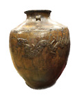 ANTICO GRANDE VASO ORIENTALE OTRE CON DRAGO CINESE A RILIEVO EPOCA XX SECOLO