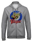 Vespa Scooter Kapuzenpullover Hoodie Sweatjacke mit Reißverschluss-9549_Grau