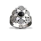 Anello Fiore FLORE SARDIGNA Argento Onice Nero Misura Base 8 REGOLABILE