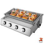 Outdoor Cooking Commercial Gas BBQ Grill With Stainless Steel Griddle 4 Burners