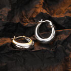 Retro 925 Sterling Silver Hoop Huggie Earrings Womens Smooth Round Ear Clip